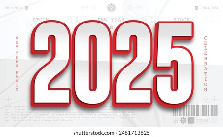 Happy New Year 2025. festive realistic elegant number for Celebrate 2025 party, calender and poster