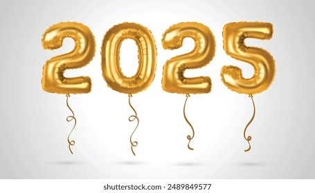 Happy New Year 2025. festive realistic baloon number for Celebrate 2025 party, calender and poster