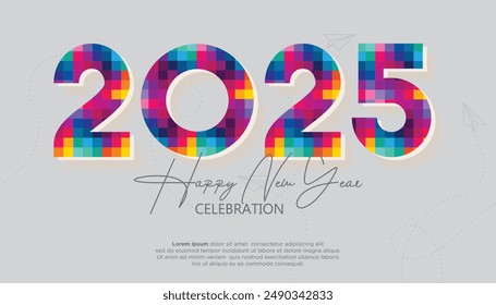 Happy New Year 2025. festive realistic decoration elegant number for Celebrate 2025 party, calender and poster