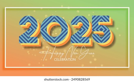 Happy New Year 2025. festive realistic decoration cultural number for Celebrate 2025 party, calender and poster