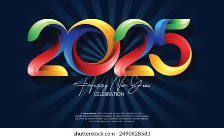 Happy New Year 2025. festive realistic decoration elegant number for Celebrate 2025 party, calender and poster