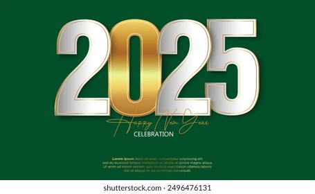 Happy New Year 2025. festive realistic decoration elegant number for Celebrate 2025 party, calender and poster