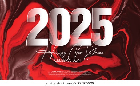 Happy New Year 2025. festive realistic decoration elegant number for Celebrate 2025 party, calender and poster