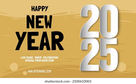 Happy New Year 2025. festive abstract decoration elegant background number for Celebrate 2025 party, calender and poster