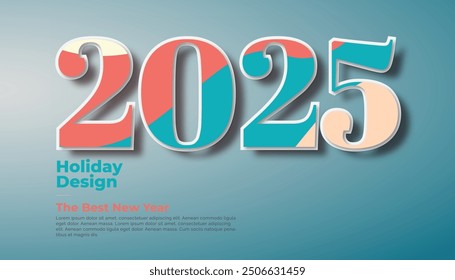 Happy New Year 2025. festive realistic decoration green elegant number for Celebrate 2025 party, calender and poster