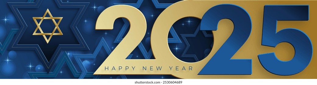 Happy New Year 2025, festive pattern with Israel design concept on color background