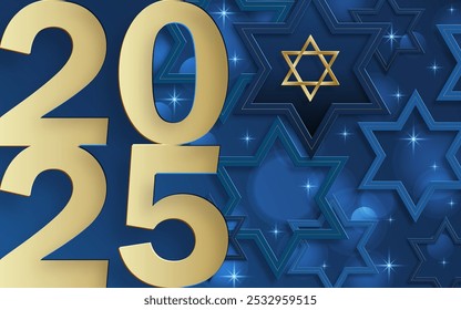 Happy New Year 2025, festive pattern with Israel design concept on color background