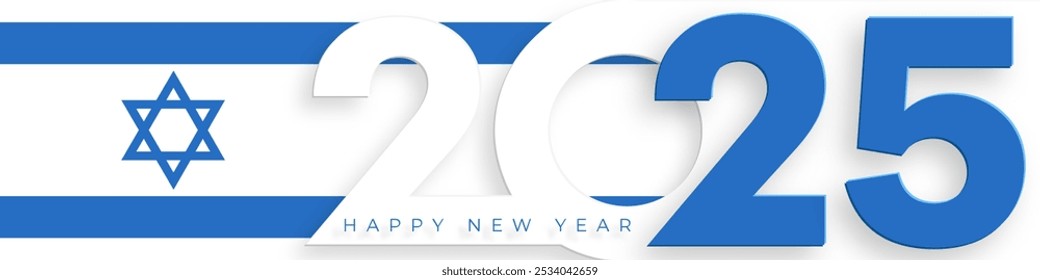 Happy New Year 2025, festive pattern with Israel design concept on color background