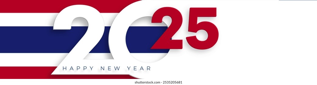 Happy New Year 2025, festive pattern with Thailand flag concept on color background