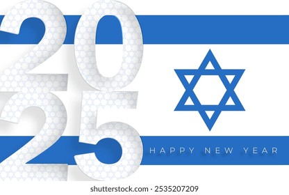 Happy New Year 2025, festive pattern with Israel design concept on color background