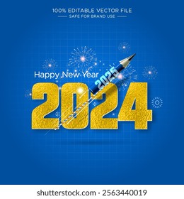 Happy New Year 2025 with new financial year welcome, launch, start and reveal concept celebration background.