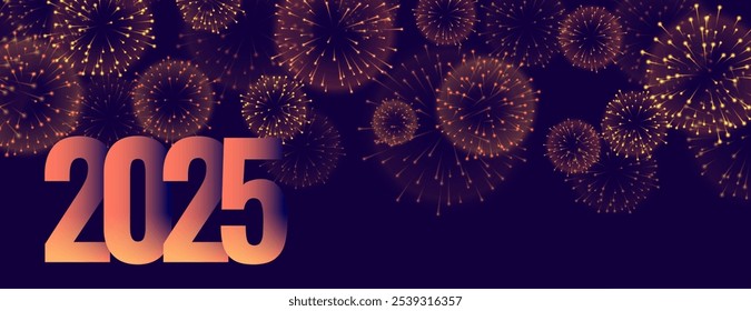 happy new year 2025 firework banner for social media post vector