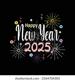 Happy new year 2025 firework background 
