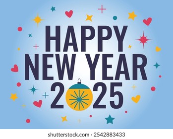 Feliz año nuevo 2025 diseño de Vector plano. 