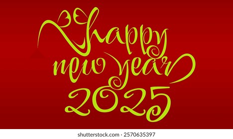 happy new year 2025. happy, fun, joke, greeting card for 2025, red background, typography