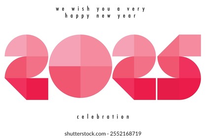 Feliz Año Nuevo 2025 Formas geométricas Color rojo monocromo con fondo de color blanco. Feliz Año Nuevo 2025 Diseño de texto. La Plantilla del diario de negocios para 2025 Feliz Año Nuevo.