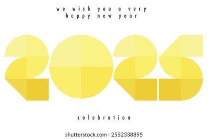 Feliz Año Nuevo 2025 Formas geométricas Color monocromo amarillo con fondo de color blanco. Feliz Año Nuevo 2025 Diseño de texto. La Plantilla del diario de negocios para 2025 Feliz Año Nuevo.