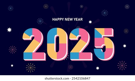 Happy New Year 2025 Geometrical modern style design concept illustration banner poster and  background