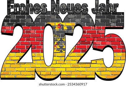 Happy New Year 2025 with Germany flag inside - Illustration,
2025 HAPPY NEW YEAR NUMERALS