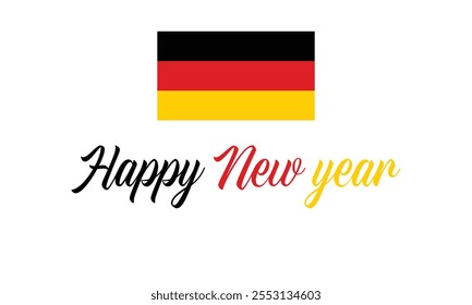 Happy New Year 2025 Germany on a which background, Vector design of Happy New Year with flag of GERMANY, Happy New Year in the colors of GERMANY flag, Typographic design of Happy new year