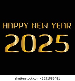 Happy new year 2025 gold typography. Gold text new year 2025. Stylish gold text happy new year 2025. 