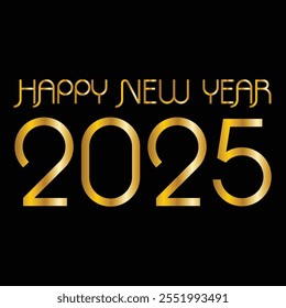 Happy new year 2025 gold typography. Gold text new year 2025. Stylish gold text happy new year 2025. 