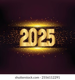 Happy New Year 2025 Gold Text Design Vector. Happy New Year 2025 in Luxury Background