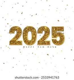 Bonne Nouvelle Année 2025 Golden Confetti Illustration vectorielle