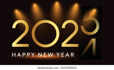 Happy New Year 2025 golden celebration design