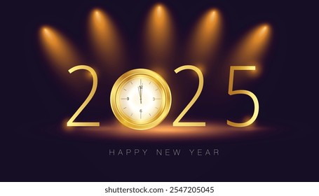 Happy New Year 2025 golden celebration design