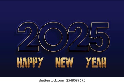 
Happy New Year 2025 with golden gradient text, perfect for festive greetings or event promotions. Elegant and celebratory design with shimmering golden tones.