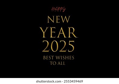 Happy New Year 2025 With Golden Gradients Live Fonts With a Black Background Vector Illustration.