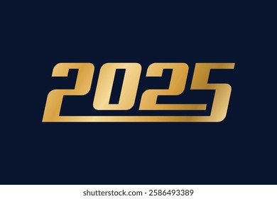 Happy New Year from 2025 Golden Design Template. Greeting Card Design On Dark Background
