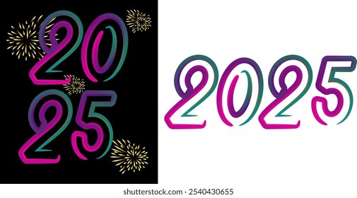 Frohes neues Jahr 2025, 2025 Frohes neues Jahr, Farbverlauf
