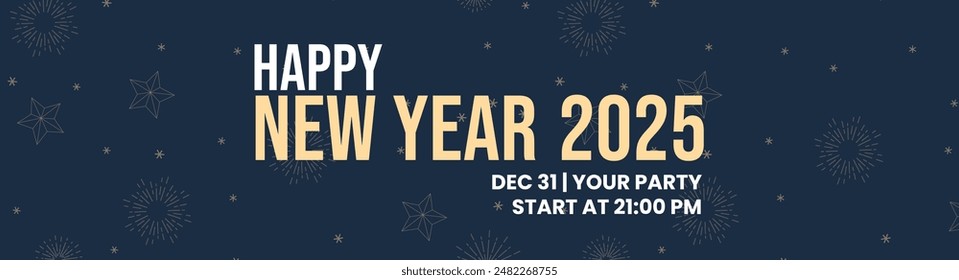 Happy new year 2025 grand celebration banner with firework and sparkle