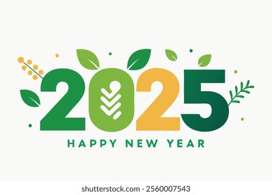 happy new year 2025 graphic with a nature