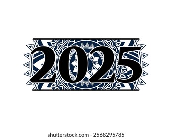 Happy new year 2025 graphic Trendy design with mandala background 