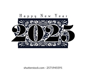 Happy new year 2025 graphic Trendy design with mandala background 