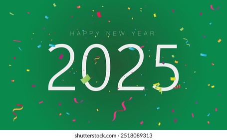 Happy new year 2025 with green background