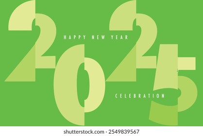 Feliz año nuevo 2025 color monocromo verde con fondo de color verde. Feliz año nuevo 2025 diseño de texto. La Plantilla del diario de negocios para 2025 Feliz año nuevo.