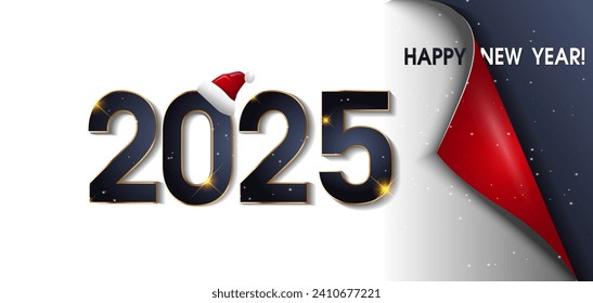 Happy New Year 2025 greeting card design template. End of 2024 and beginning of 2025. The concept of the beginning of the New Year. New Year illustration. New Year's Day greeting.