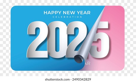 Happy New Year 2025 greeting card design template