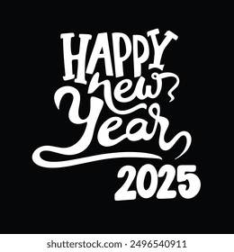 Happy New Year 2025 greeting card on black background,vector eps10