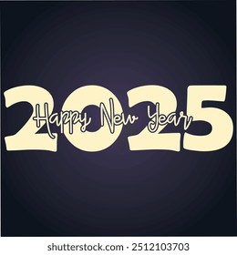 Happy New Year 2025 greeting card design template on blue background. New Year 2025 start concept. Calendar pages turn in the wind and the new year begins. EPS vector illustration design. banner post.