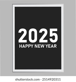 Happy New Year 2025 greeting card design template black background. New Year 2025 start concept. Calendar pages turn in the wind and the new year begins. EPS vector illustration design. banner post.