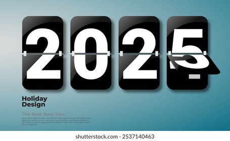 Happy New Year 2025 greeting card design template. End of 2024 and beginning of 2025. The concept of the beginning of the New Year