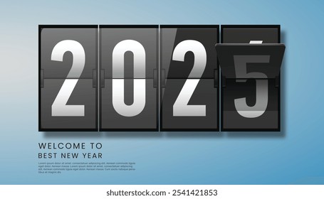 Feliz año Nuevo 2025 tarjeta de felicitación Plantilla de diseño. Comienzos de 2025. El concepto del comienzo del Año Nuevo