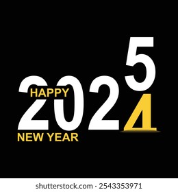 Happy New Year 2025 greeting card design with black background, leaving 2024 and welcome 2025. Creative banner