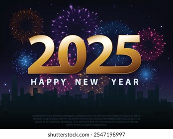 Happy New Year 2025 greeting card banner