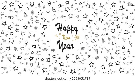 Happy new year 2025 greeting card background illustrator
